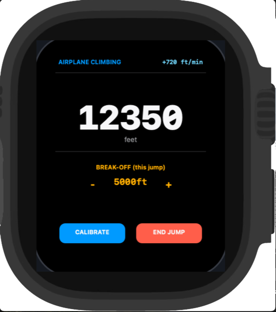 BreakOff climb screen on Apple Watch during the ride to exit